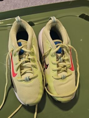 Nike Kids Lime Green Sneakers with Pink Swoosh